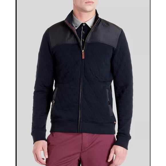 NWOT Ted Baker Men's Bomber Jacket Size 7 3X XXXL Navy Quilted Kartel Full Zip - Picture 1 of 12